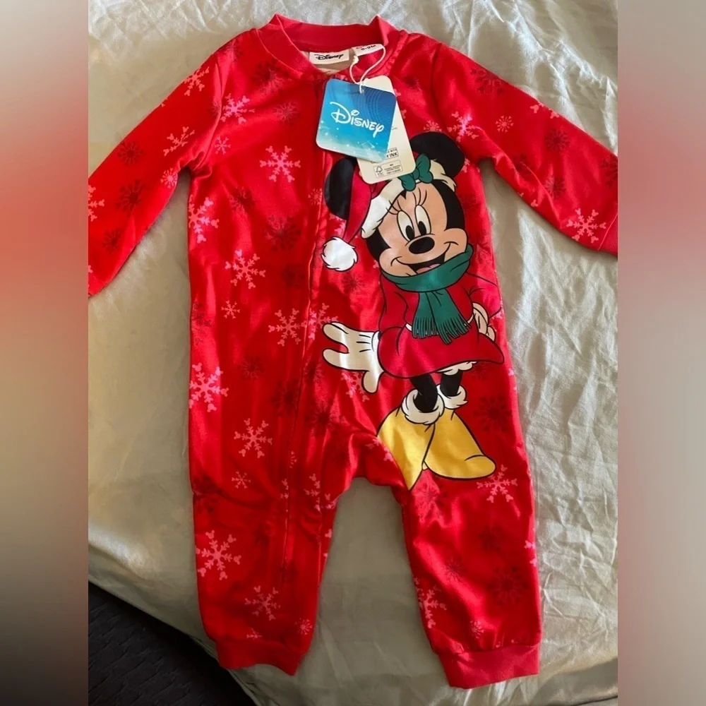 NWT- Christmas holiday  Baby Girl or Boy  DISNEY MINNIE MOUSE ONSIE 6-9 months